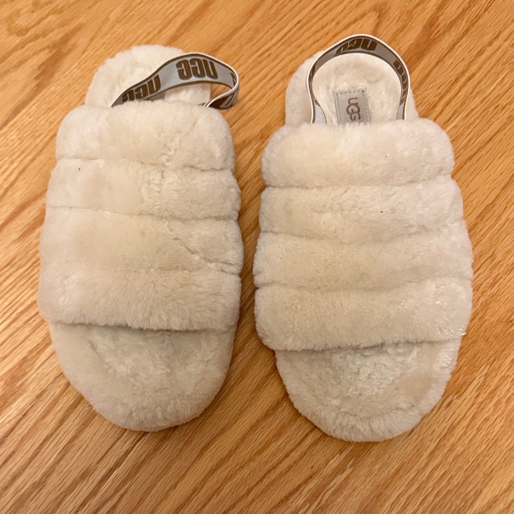 UGG Plush Cream Slide Slippers